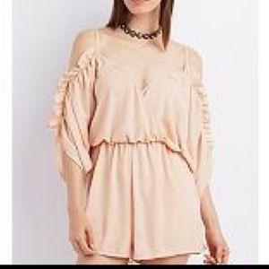 Blush Ruffled off Shoulder Romper
